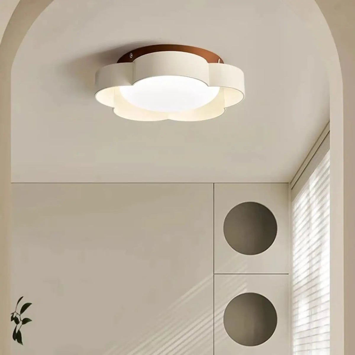 Plafonnier LED Floral Marron Blanc - Dalumea - vue 1