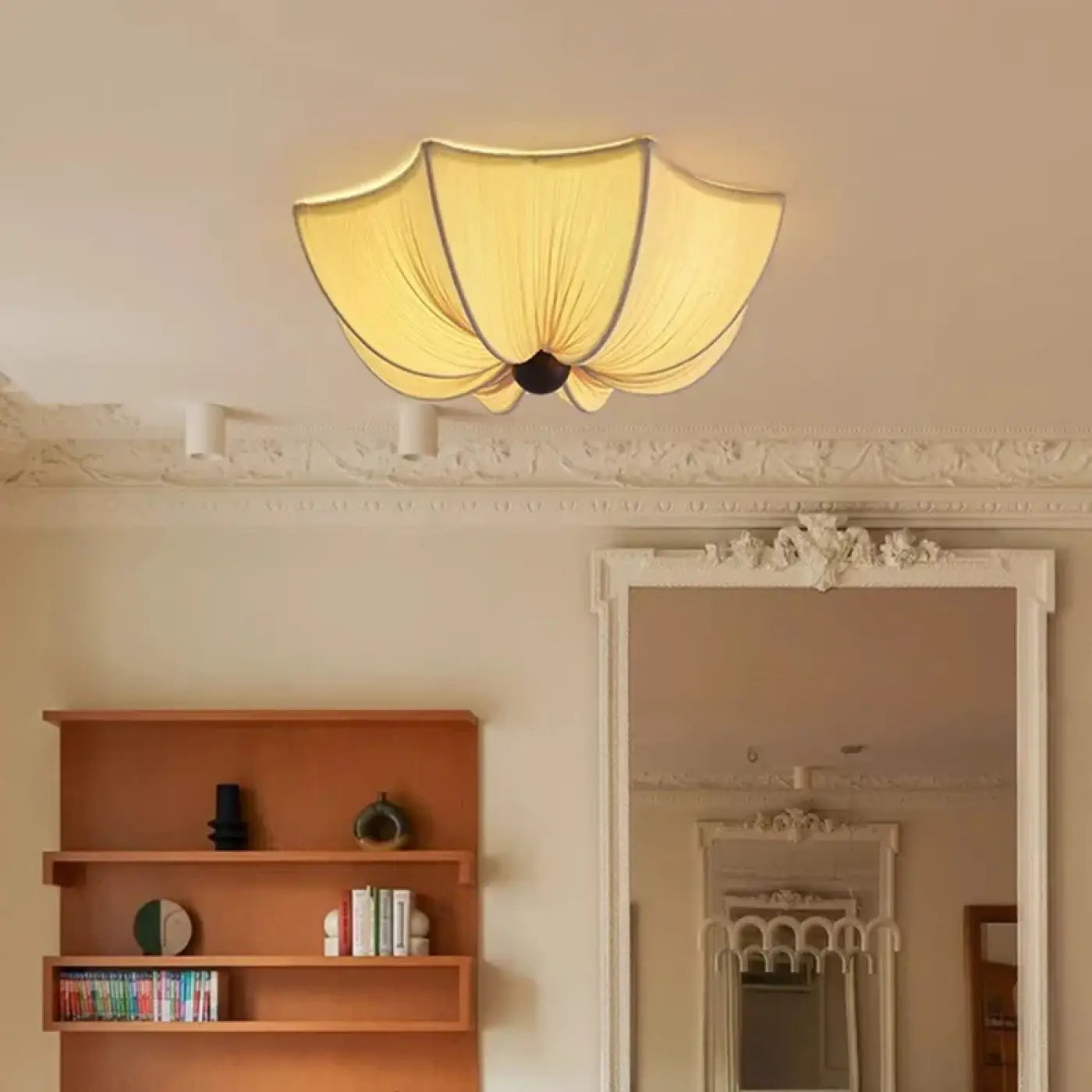 Plafonnier Tissu Plissé Beige Forme Fleur - Dalumea - vue 4