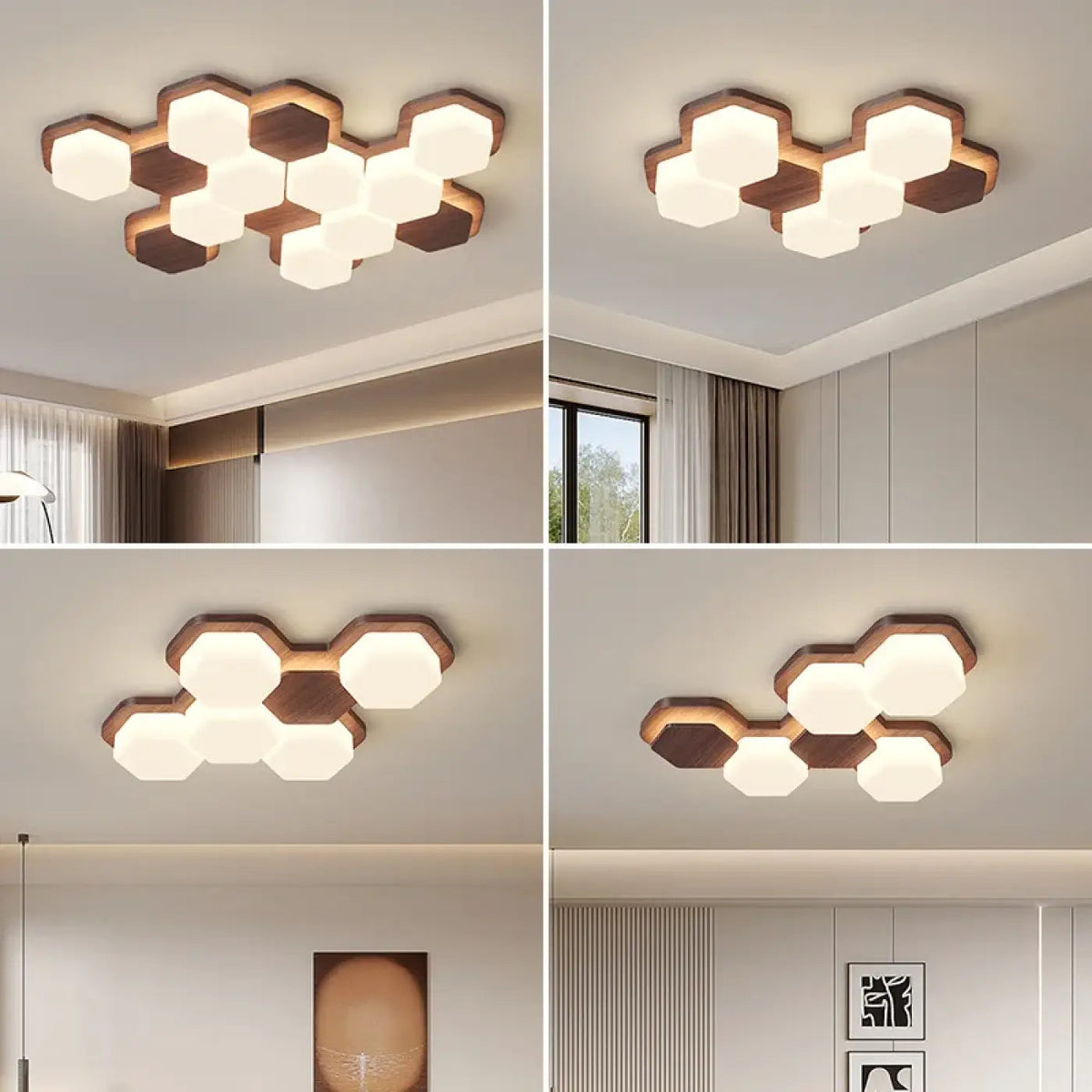 Plafonnier LED Géométrique Bois - Dalumea - vue 5
