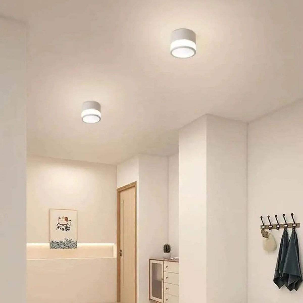 Plafonnier LED Cylindrique Noir Blanc - Dalumea - vue 3