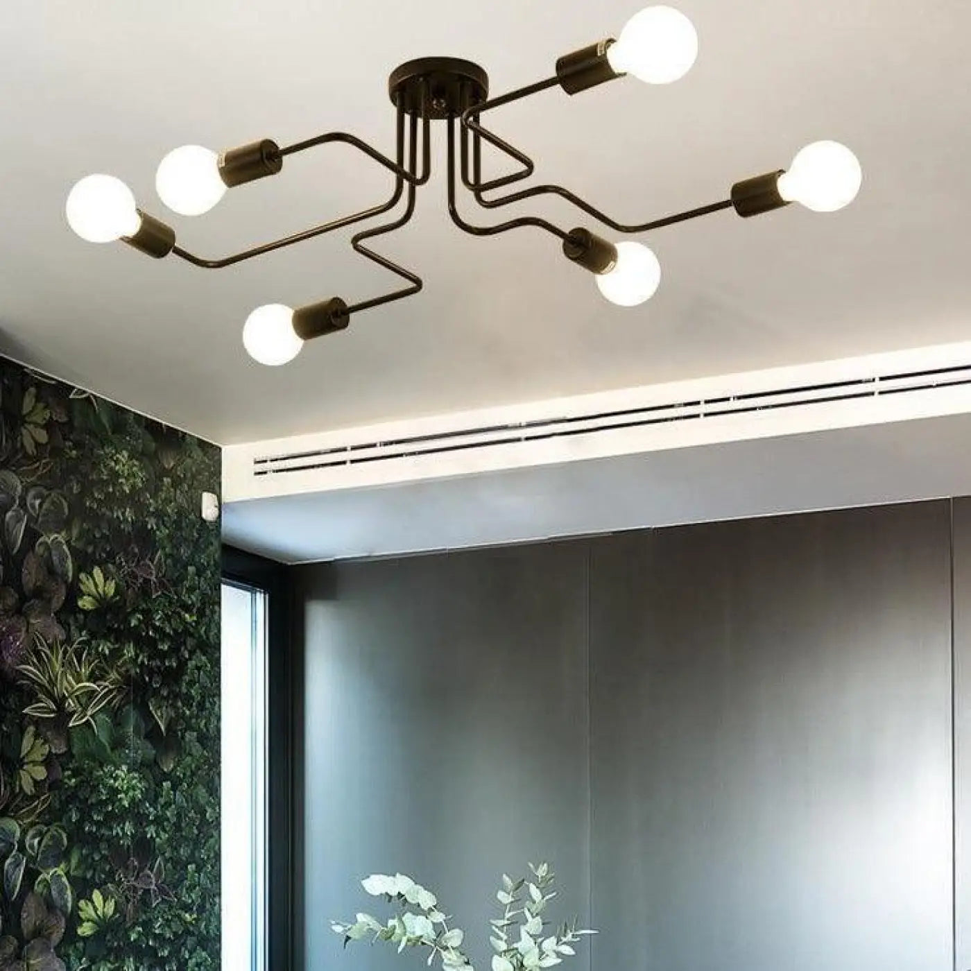 Plafonnier LED Ampoules Apparentes Design Noir - Dalumea - vue 5