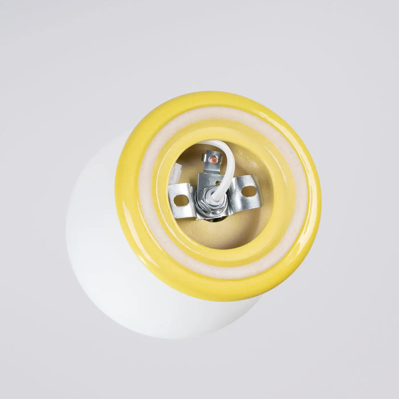 Plafonnier luminaire plafonnier boule opaline jaune design moderne ceramique - blanc - Dalumea - vue 1