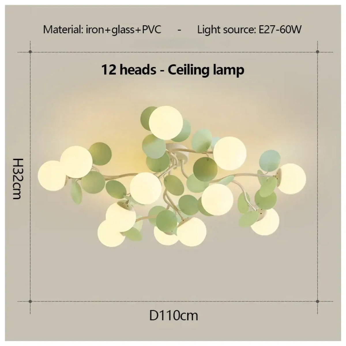 Plafonnier Globes LED Vert Clair - Dalumea - vue 9