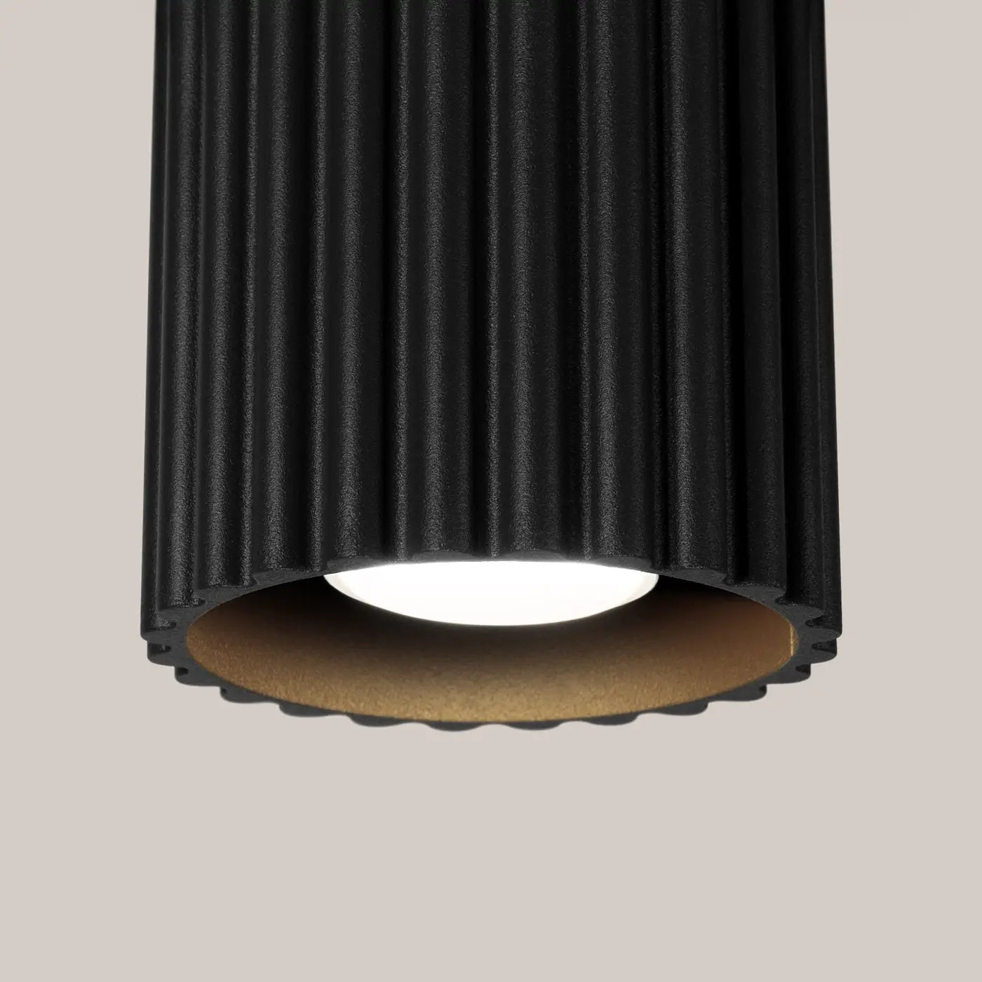 Plafonnier Cylindrique Noir Rainuré - Dalumea - vue 3