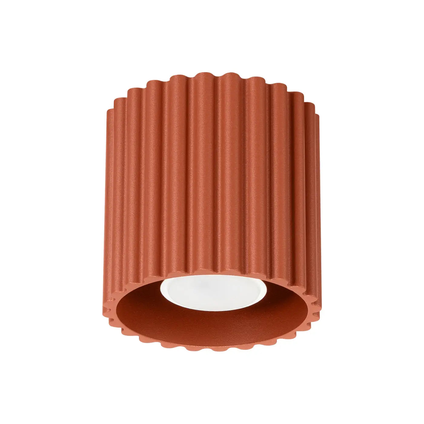 Plafonnier Cylindrique Strié Ouverture Lisse Rouge Ocre - Dalumea - vue 6