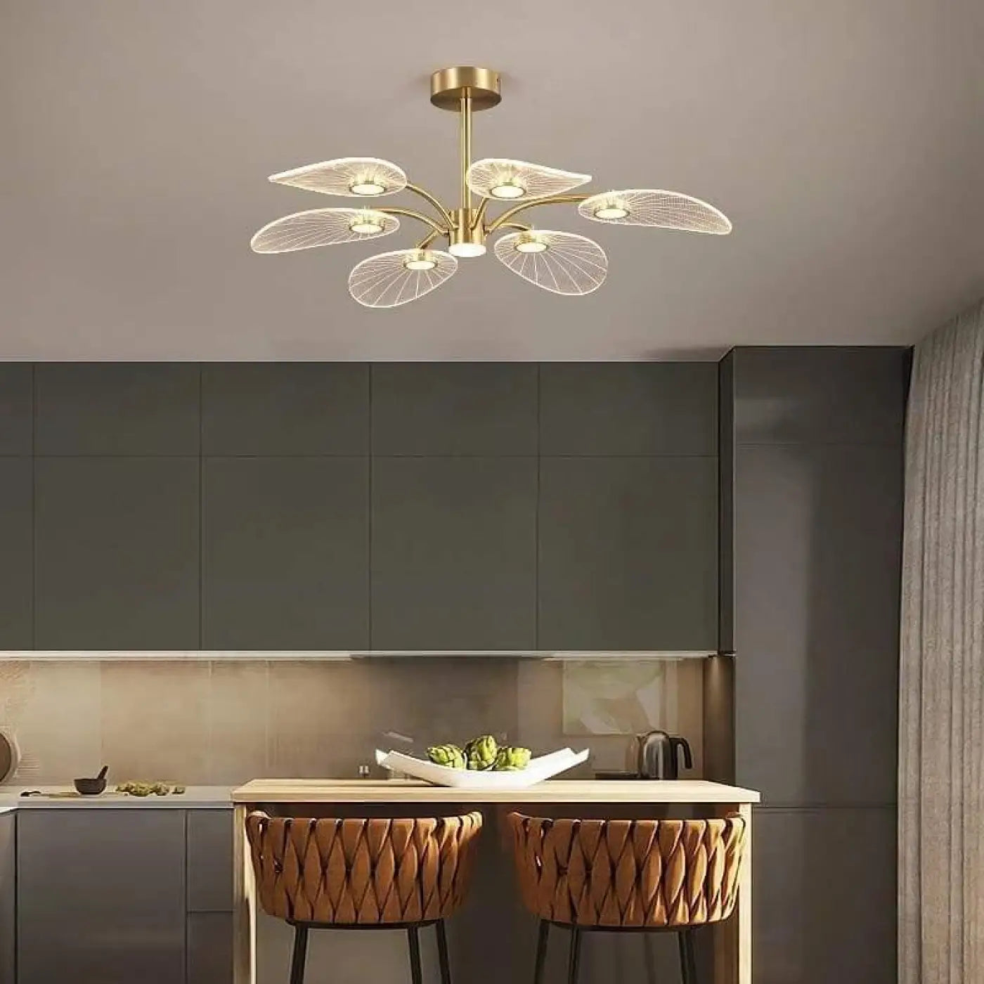 Plafonnier Design Fleur de Lotus Doré Lumière Douce - Dalumea - vue 1