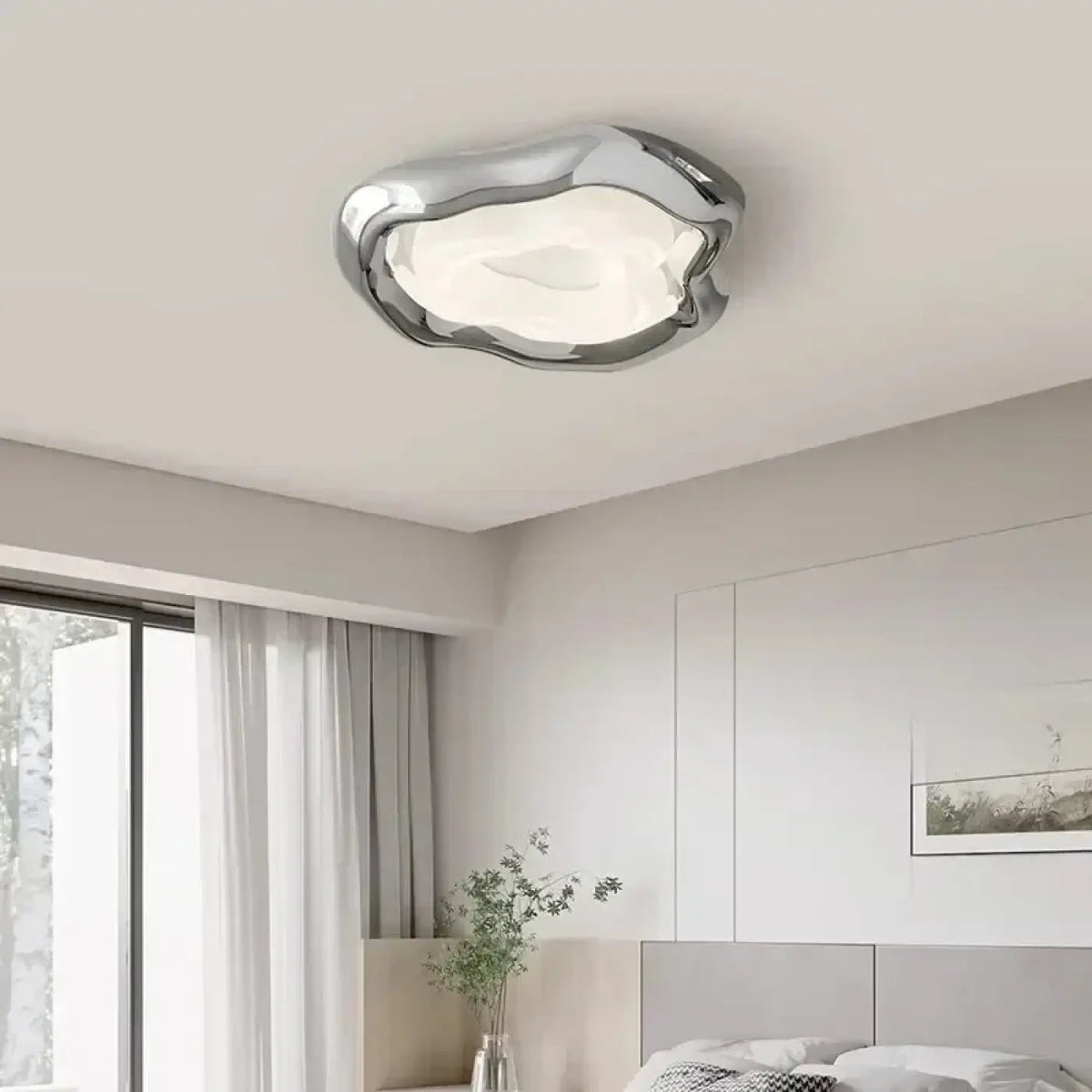 Plafonnier LED Design Chromé Organique - Dalumea - vue 1
