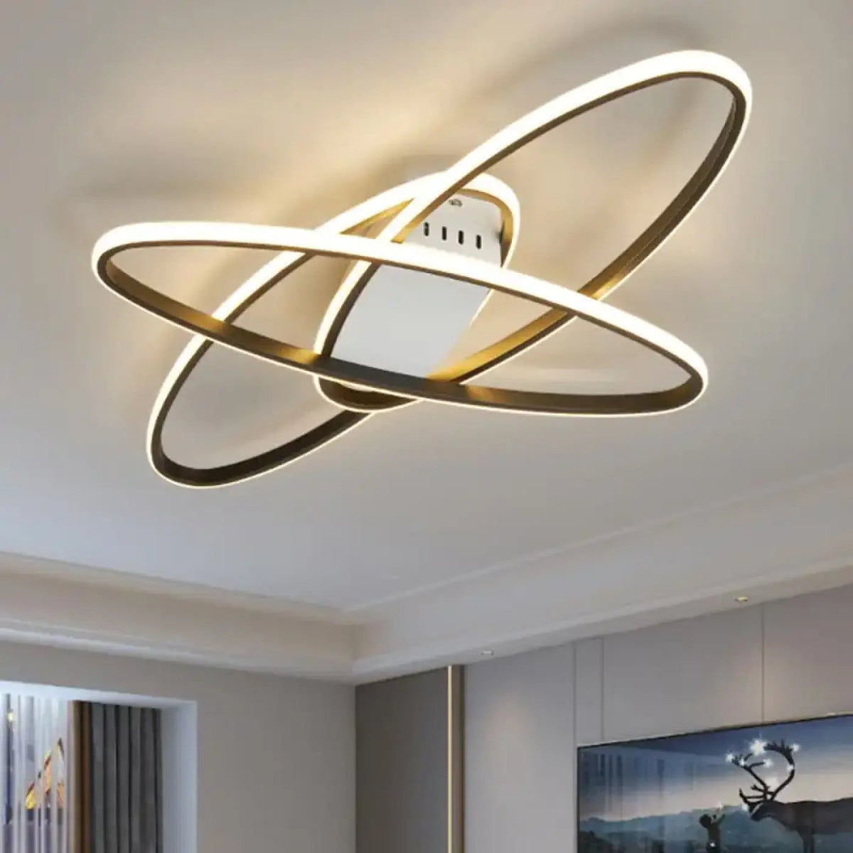 Plafonnier LED Anneaux Noir Doré - Dalumea - vue 1