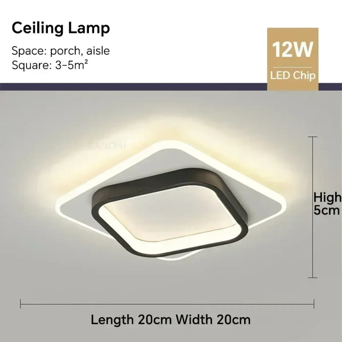 Plafonnier LED Carré Moderne - Dalumea - vue 5