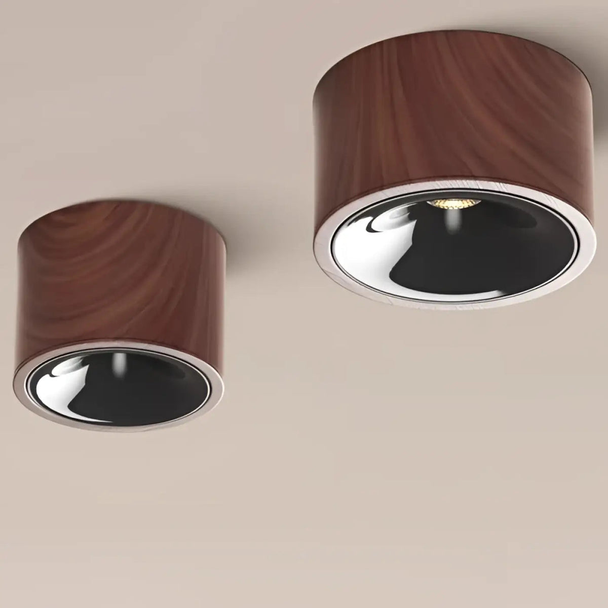 Plafonnier LED Bois Chrome - Dalumea - vue 5