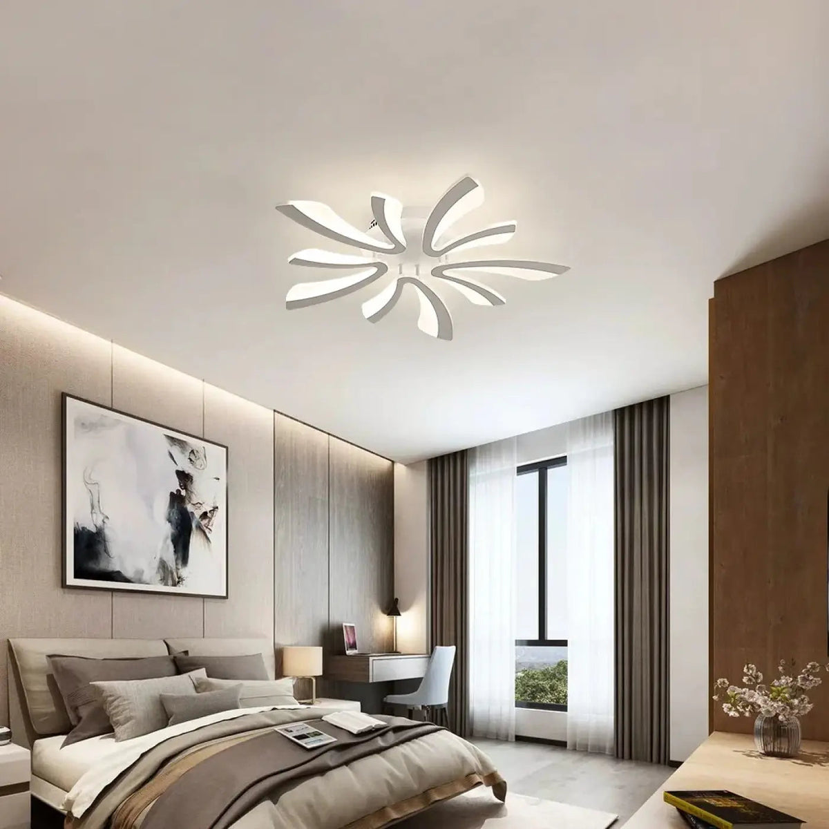 Plafonnier LED Floral Blanc - Dalumea - vue 4