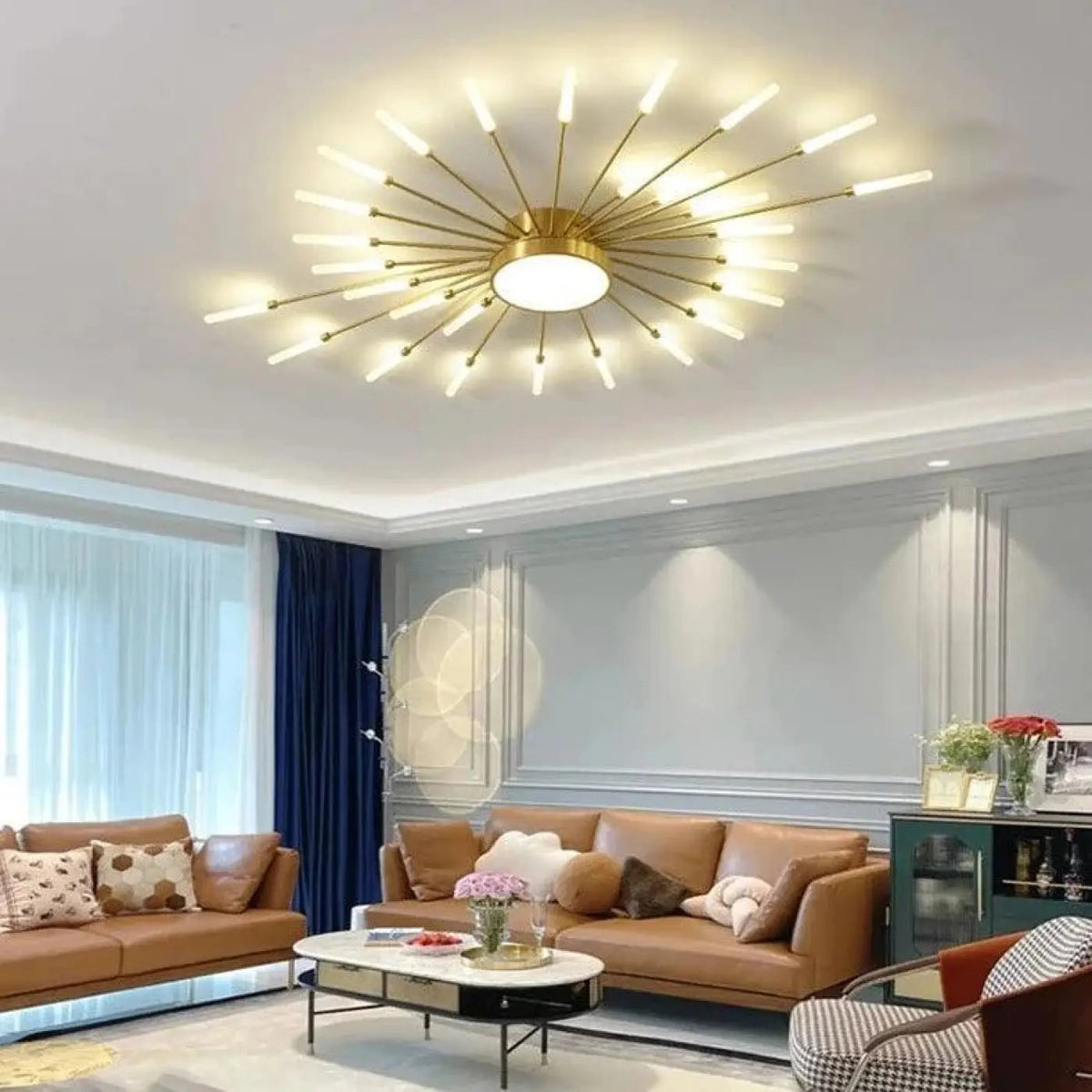 Plafonnier Design Soleil Doré - Dalumea - vue 1