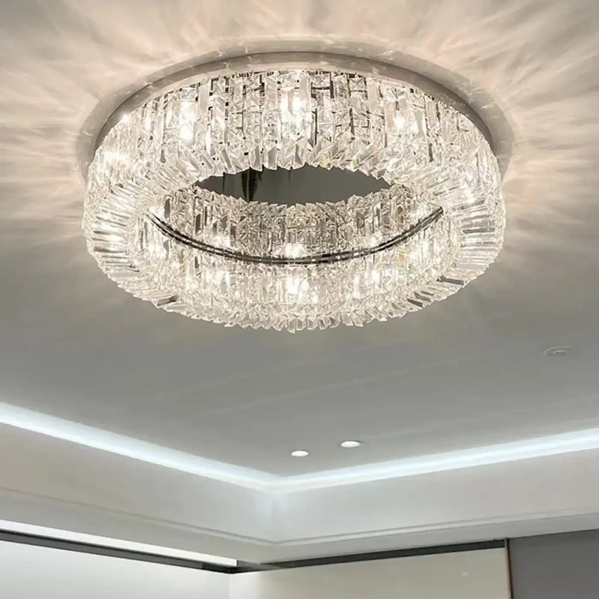 Plafonnier Cristal LED Rond Doré