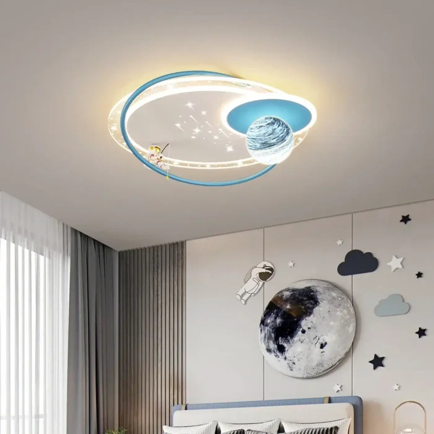Suspension Planète Anneaux LED - Dalumea - vue 1