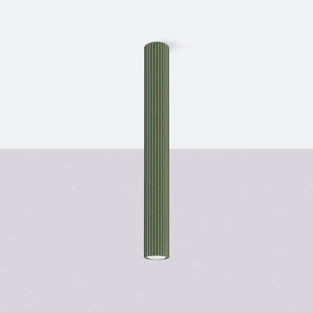 Plafonnier Cylindrique Vert Olive Cannelé