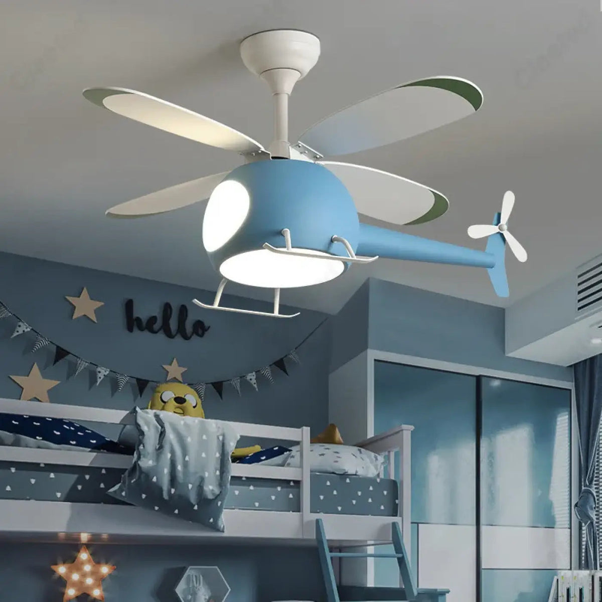 Plafonnier Hélicoptère Enfant Avec Ventilateur - Dalumea - vue 1