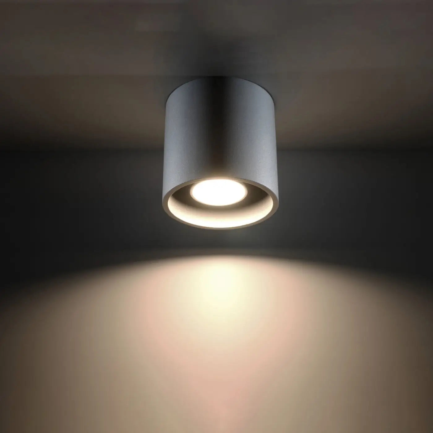 Plafonnier LED Cylindre Gris - Dalumea - vue 1