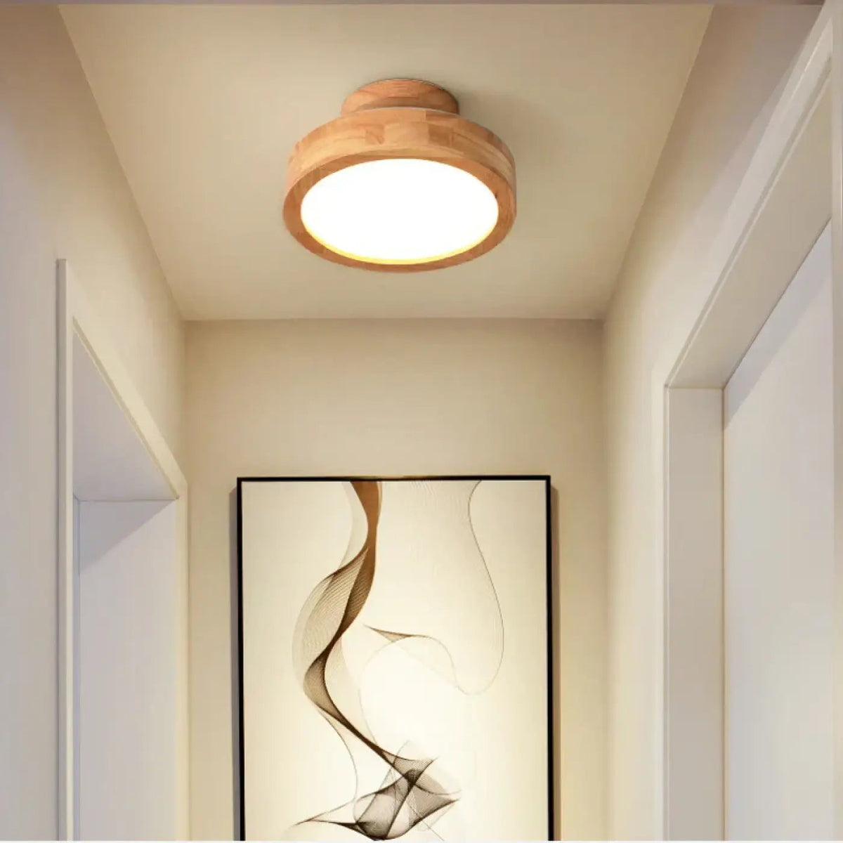 Plafonnier Bois LED Design Moderne - Dalumea - vue 3