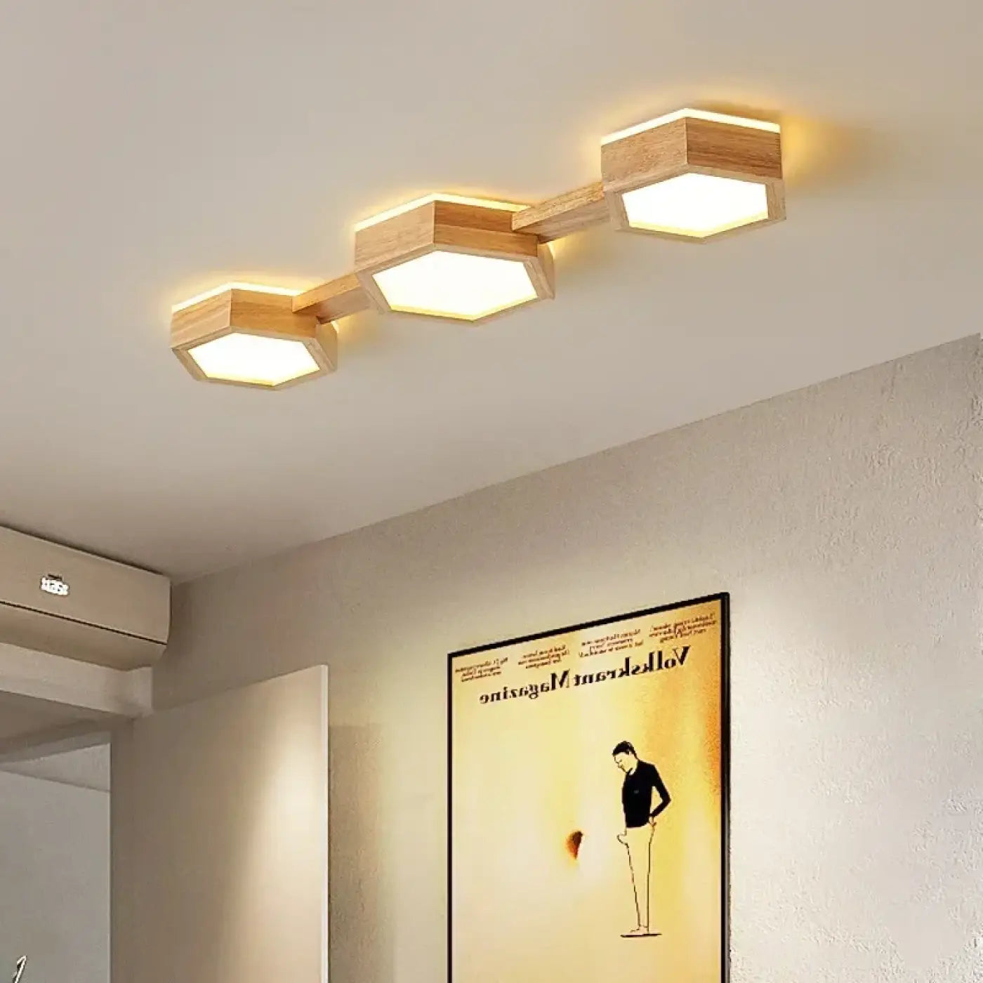 Plafonnier Bois Naturel LED Géométrique - Dalumea - vue 1