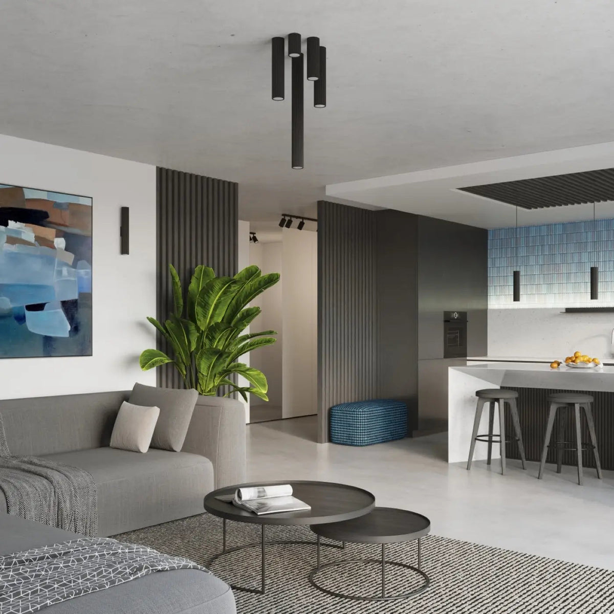 Plafonnier LED Cylindrique Noir - Dalumea - vue 8