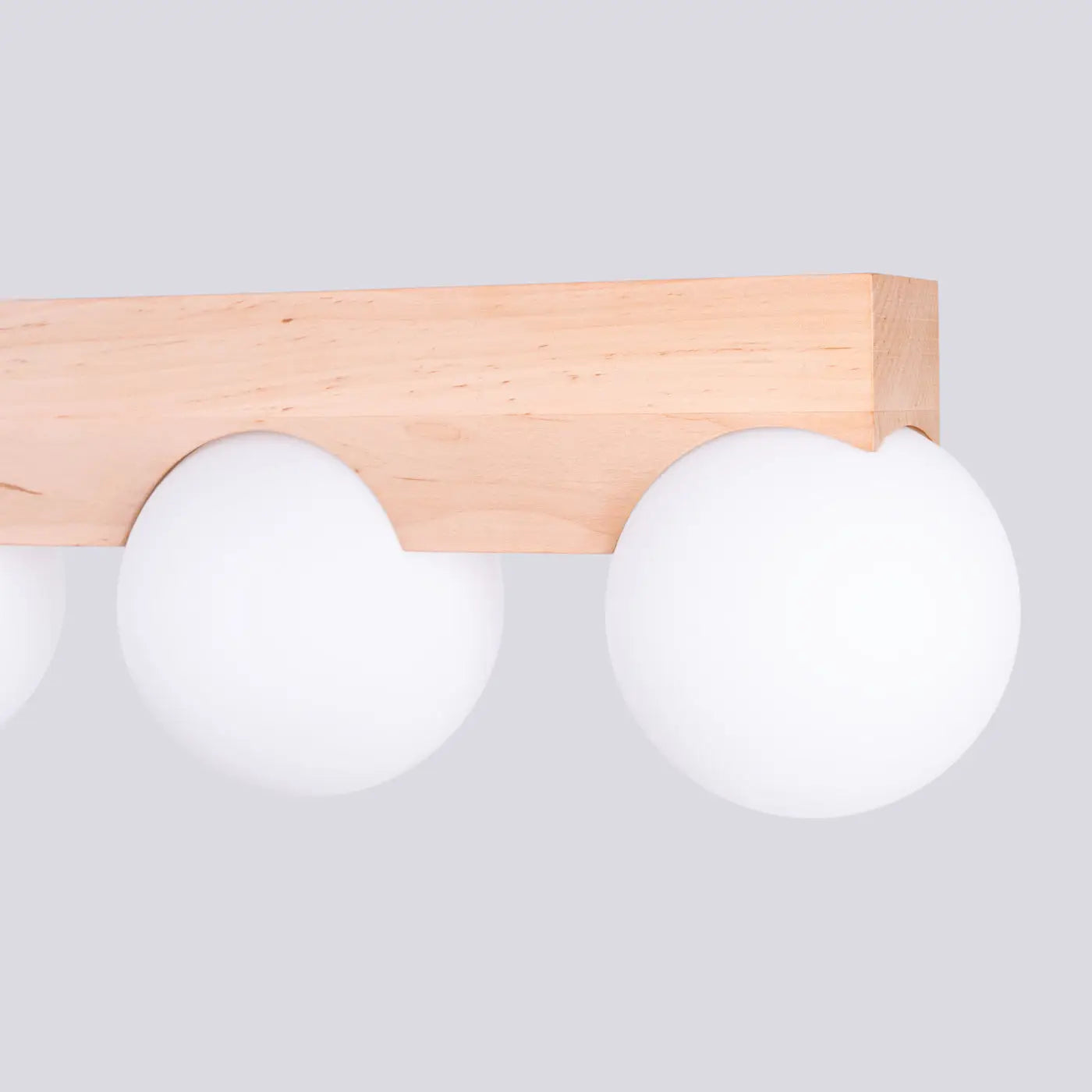 Plafonnier Bois Naturel 4 Globes Opalins - Dalumea - vue 5