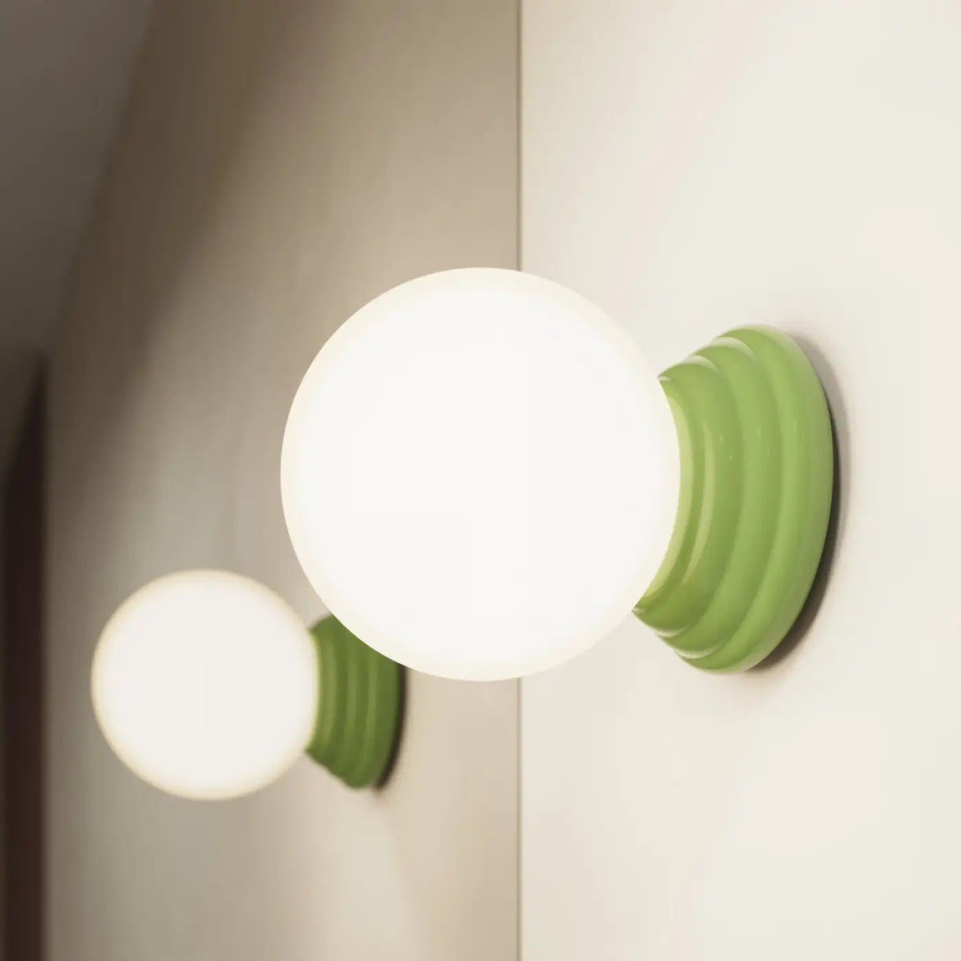 Plafonnier luminaire plafonnier boule opaline vert en ceramique design - Dalumea - vue 11