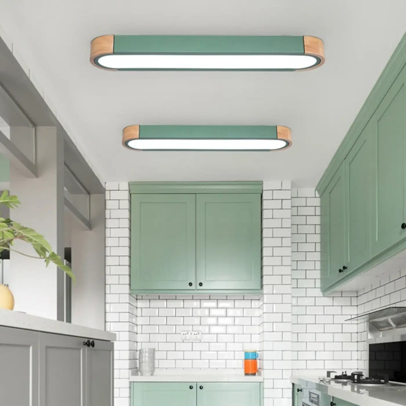 Plafonnier Barres Superposées Bois et Verre Design - Dalumea - vue 5