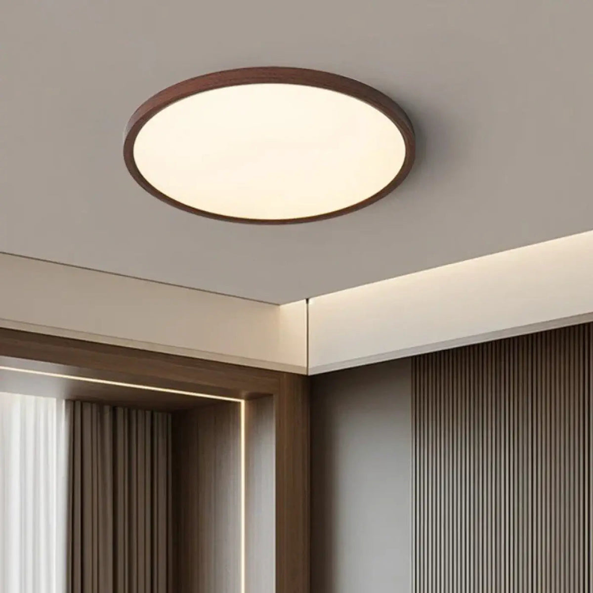 Plafonnier LED Rond Effet Bois - Dalumea - vue 3