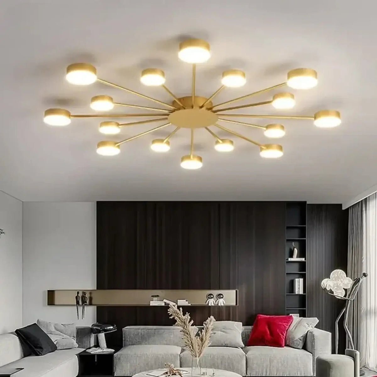 Plafonnier LED Doré Style Chandelier Contemporain