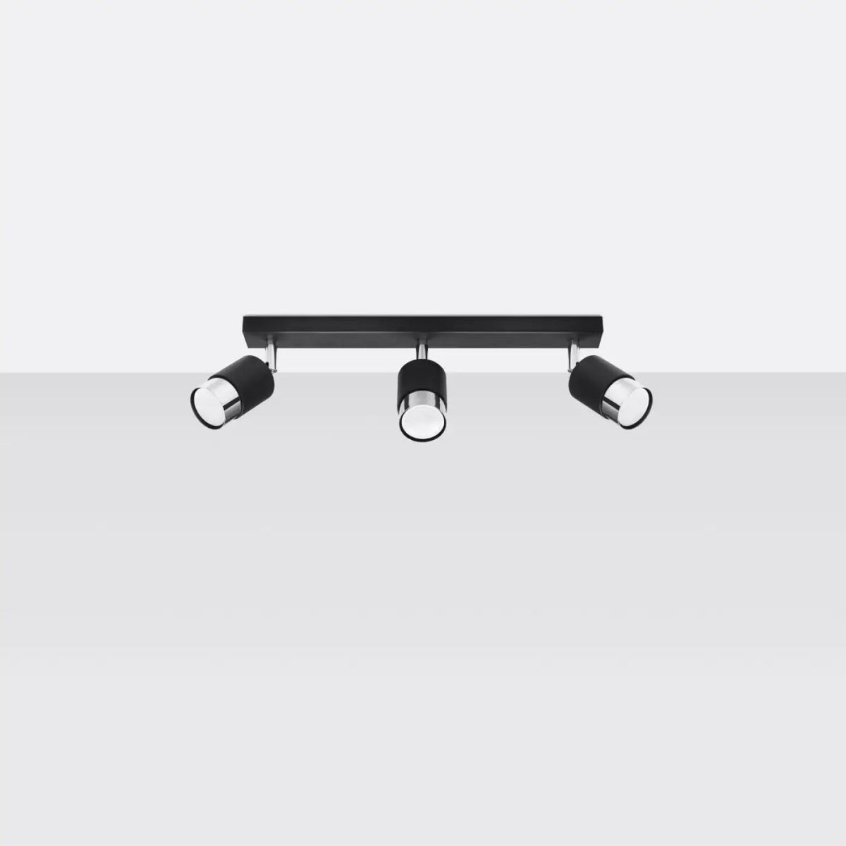 Plafonnier 3 Spots Orientables Noir Chrome