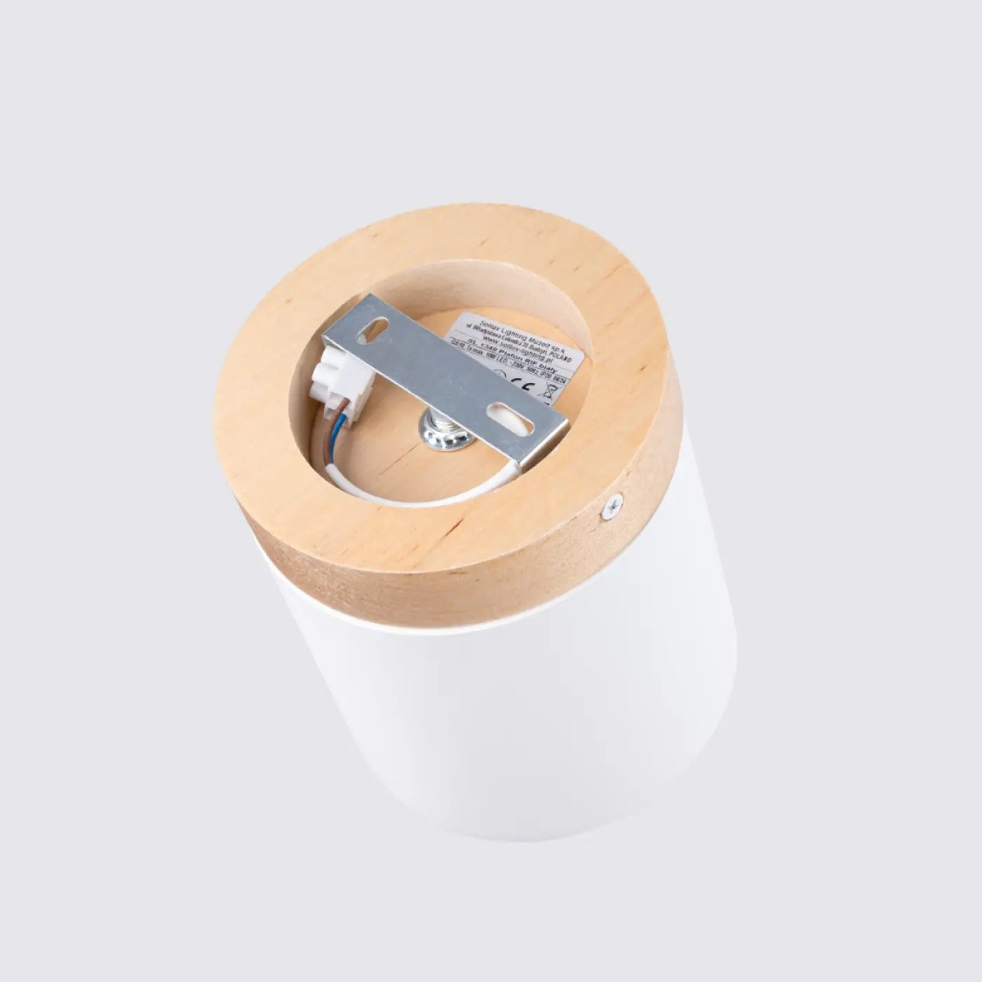 Plafonnier Bois Blanc Cylindrique LED - Dalumea - vue 5