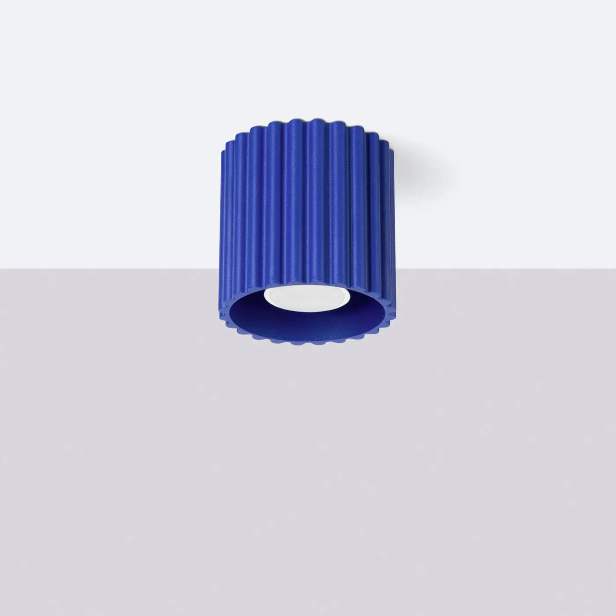 Plafonnier Cylindre Strié Bleu