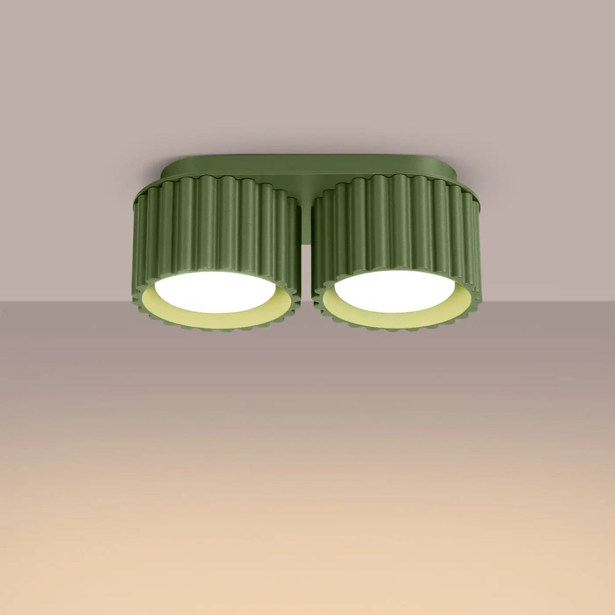 Plafonnier Double Spot Vert Olive - Dalumea - vue 1