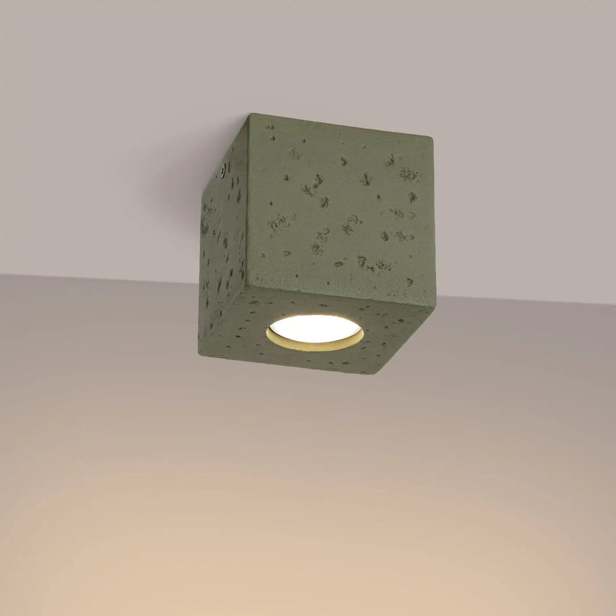 Plafonnier Béton Cube Vert Olive - Dalumea - vue 1