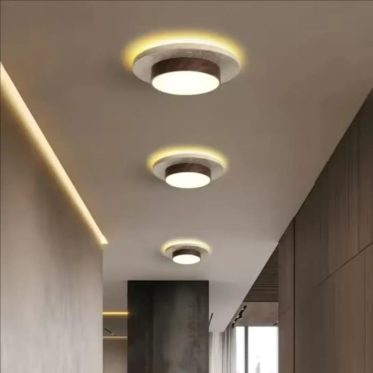 Plafonnier Rond Bois et Minéral Scandinave - Dalumea - vue 3