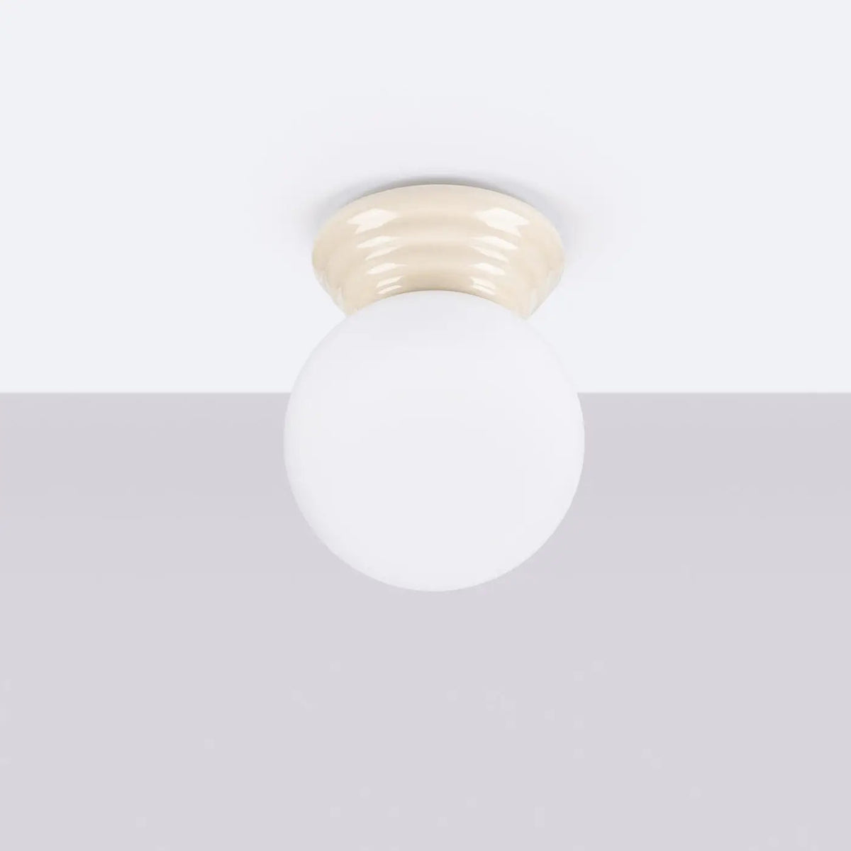Plafonnier Boule Opaline Beige - Dalumea - vue 2