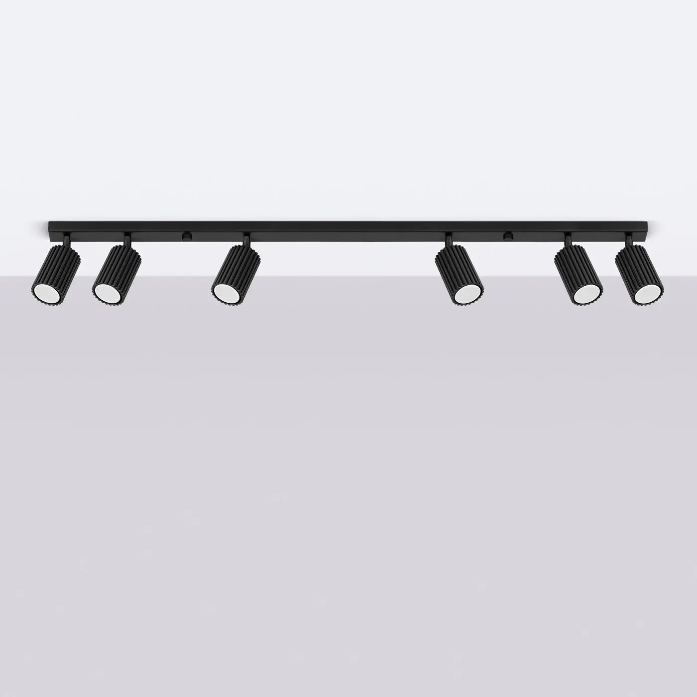 Plafonnier 6 Spots Orientables Cannelé Noir - Dalumea - vue 2