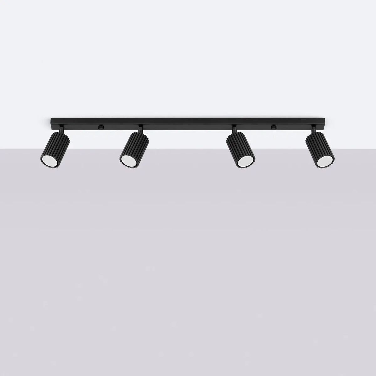 Plafonnier 4 Spots Orientables Cannelé Noir