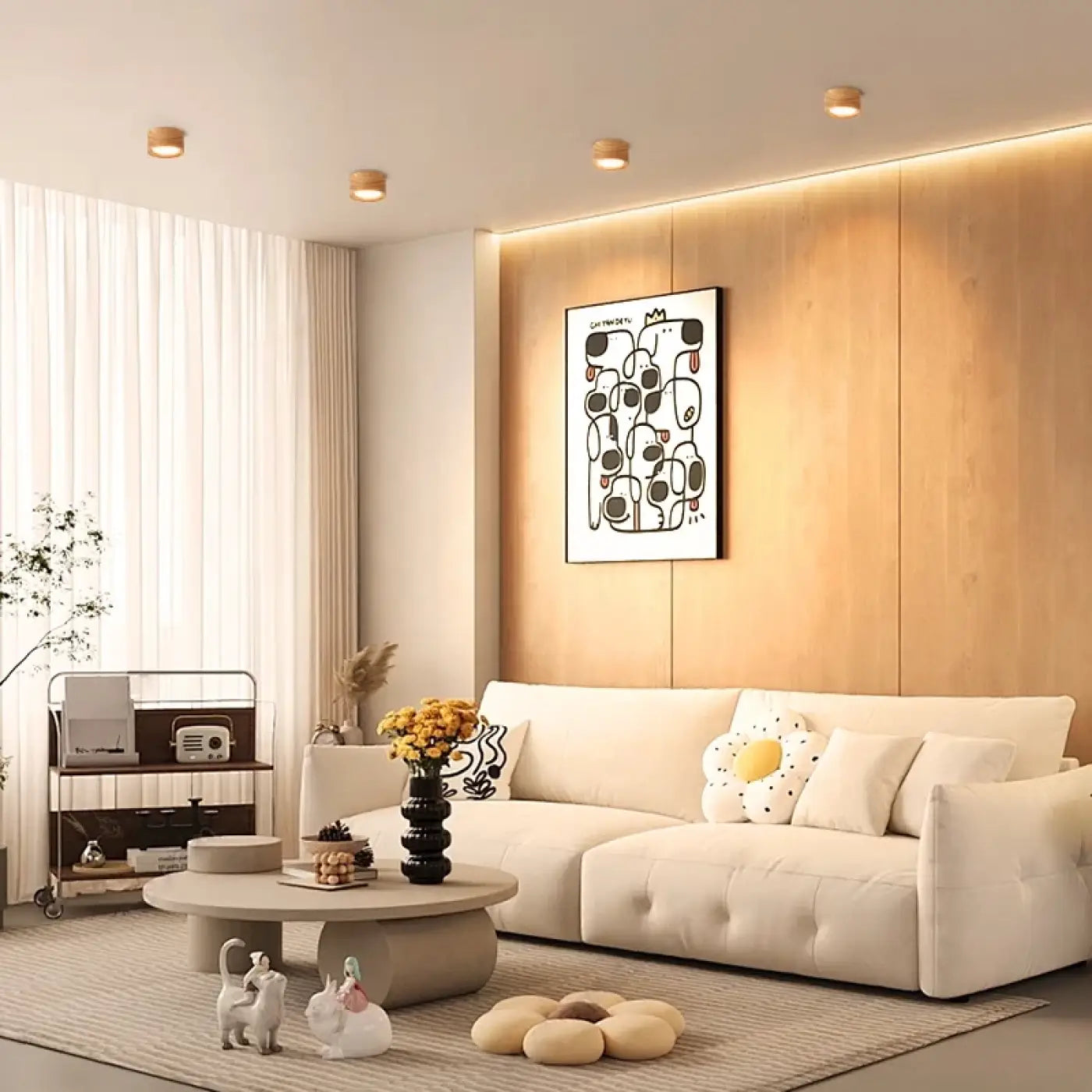 Plafonnier LED Encastré Beige - Dalumea - vue 2