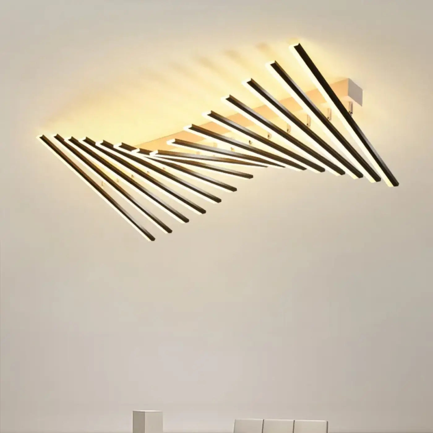 Plafonnier LED Tiges Croisées Noires - Dalumea - vue 3