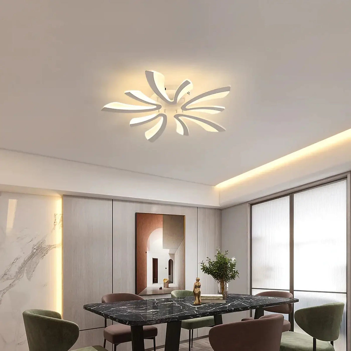 Plafonnier LED Floral Blanc - Dalumea - vue 2