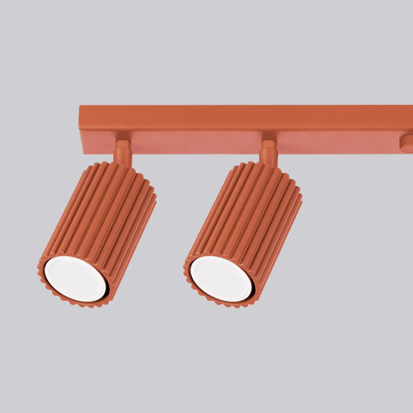 Plafonnier 6 Spots Orientables Cannelé Rouge Ocre - Dalumea - vue 6