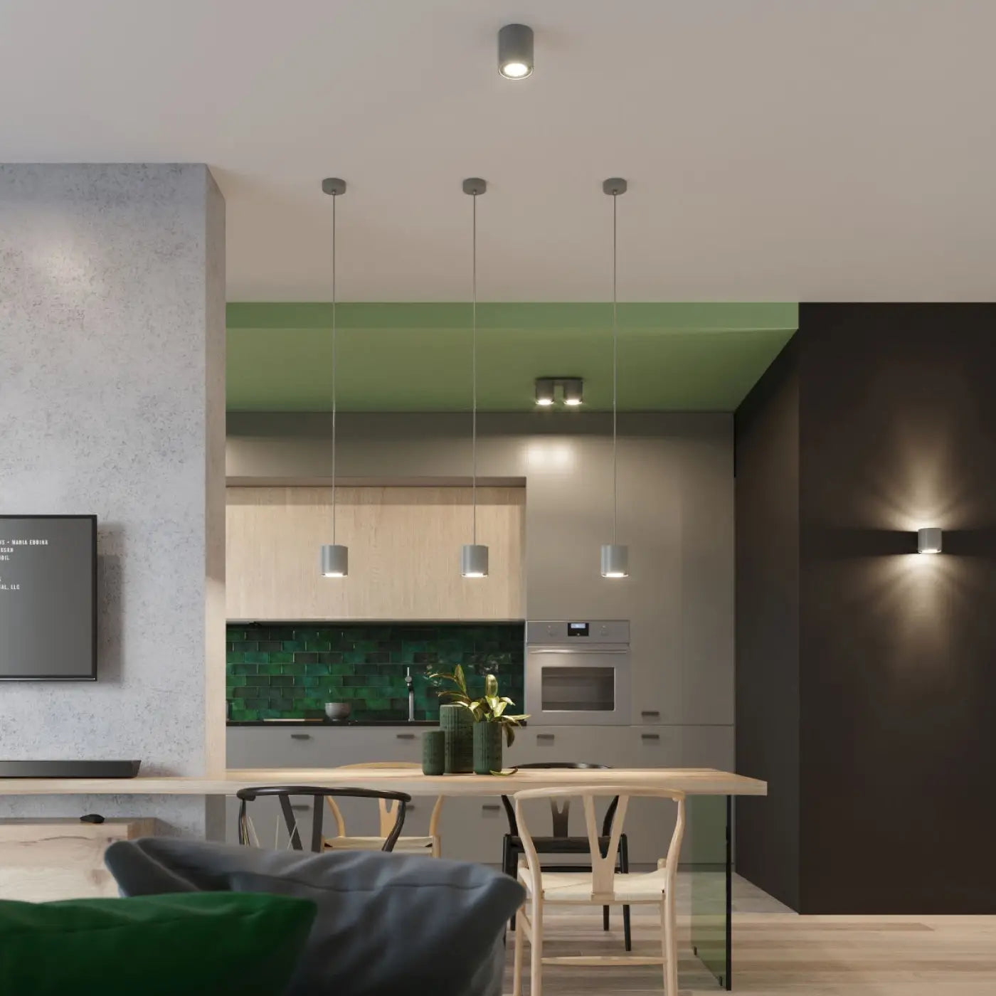 Plafonnier LED Cylindre Gris - Dalumea - vue 6