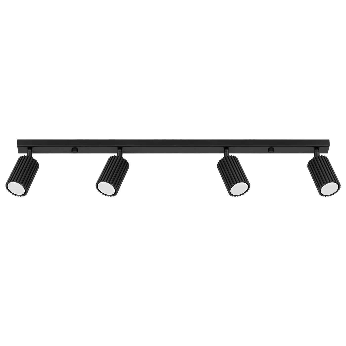 Plafonnier 4 Spots Orientables Cannelé Noir - Dalumea - vue 8