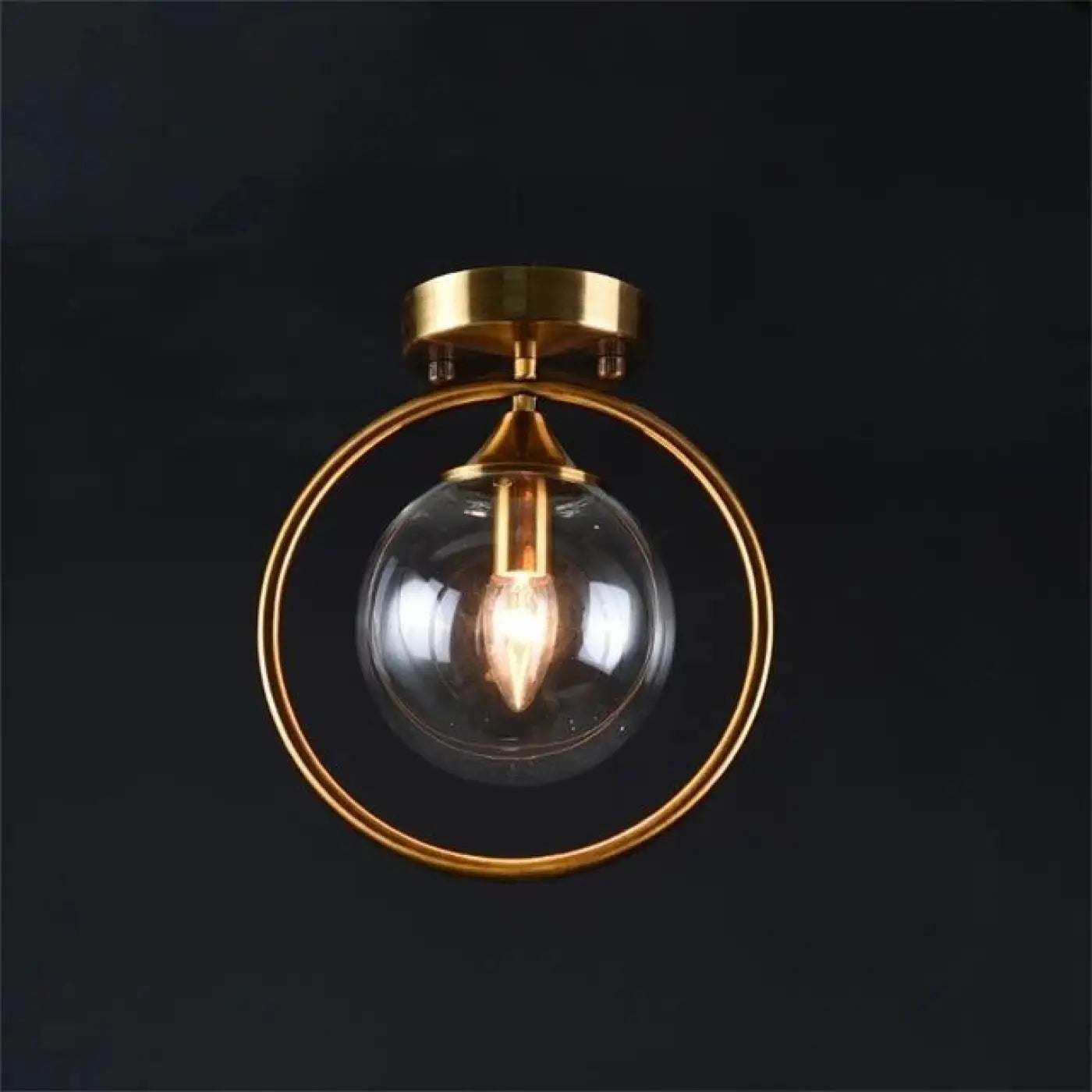 Plafonnier Boule Verre Anneau Doré - Dalumea - vue 7