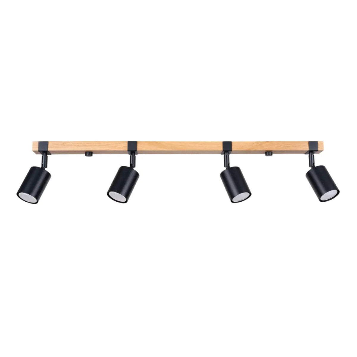 Plafonnier 4 Spots Orientables Barre Bois Noir - Dalumea - vue 9