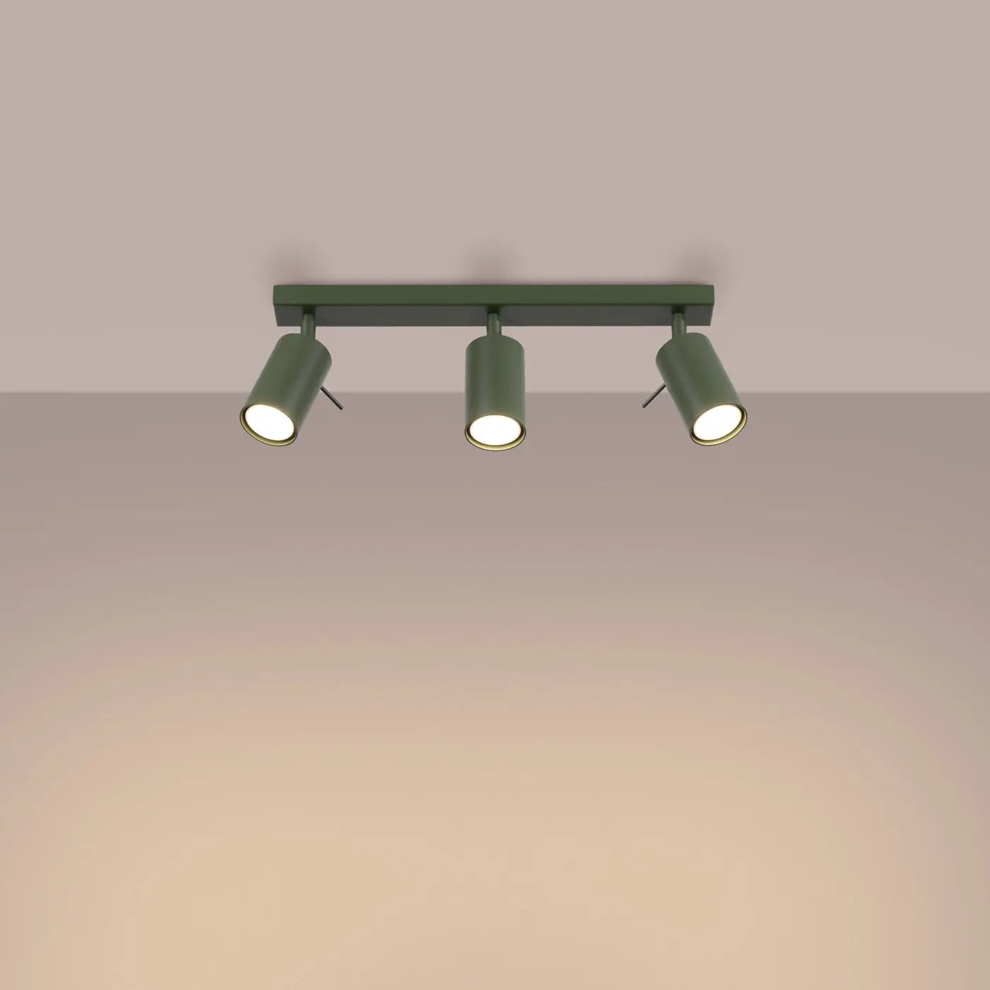 Plafonnier Rail 3 Spots Vert Olive - Dalumea - vue 1