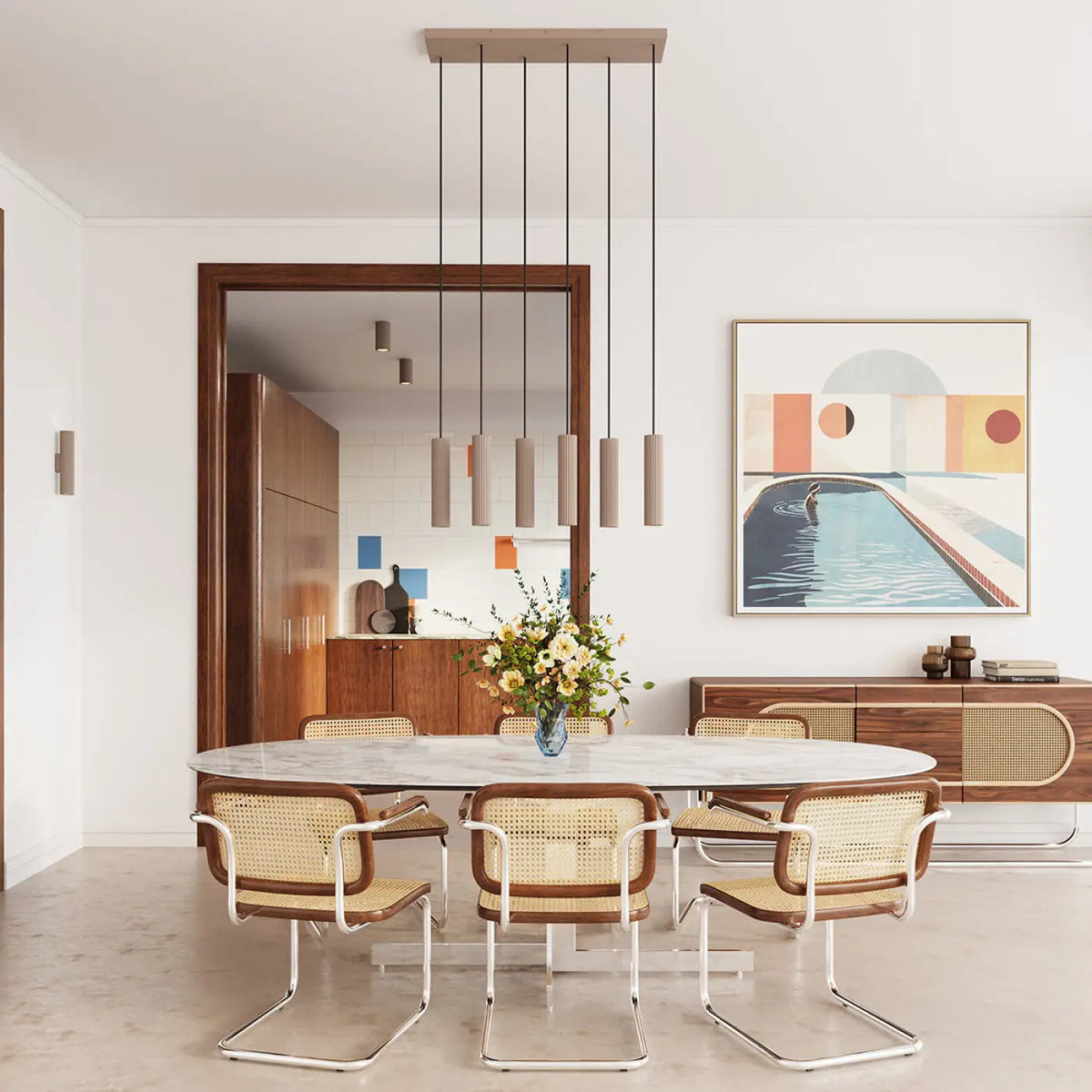 Plafonnier LED Taupe Cylindre Moderne - Dalumea - vue 5