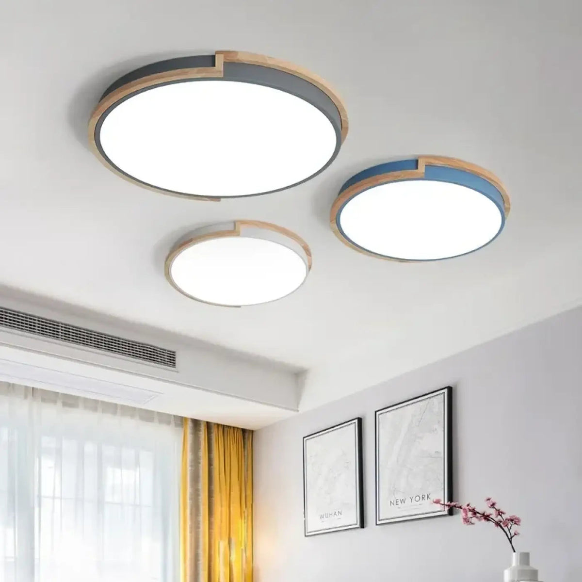Plafonnier LED Rond Bois Métal - Dalumea - vue 3