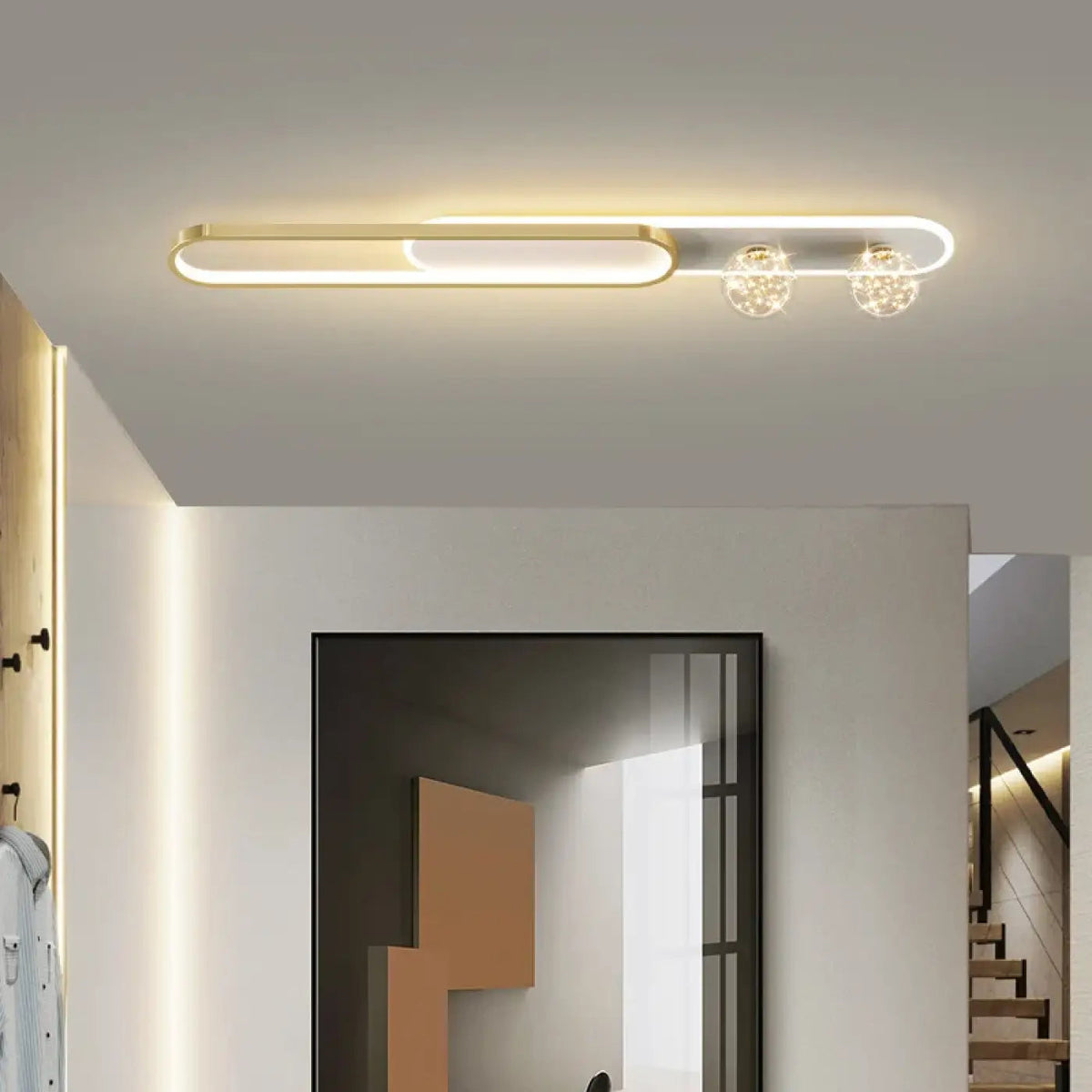 Plafonnier LED Ovale Doré Cristal - Dalumea - vue 2